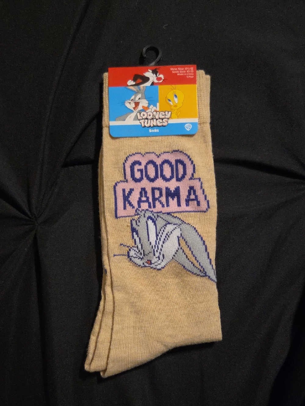 Warner Bros. Beige 'Good Karma' Bugs Bunny Crew Socks